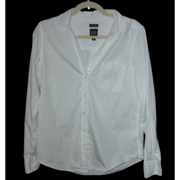 GAP White Fitted 3/4 Sleeve Button Down Shirt - Picture 2 of 6